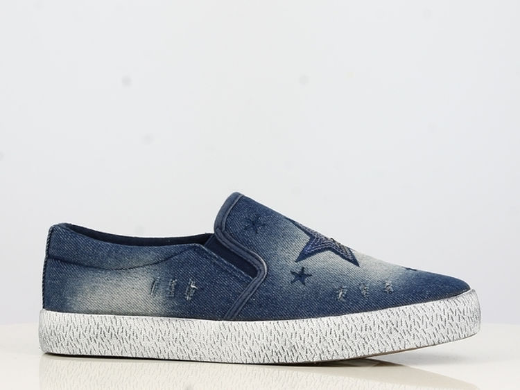 Picture of B263613- COMFY DENIM SLIP ON SHOES WITH UPPER STAR  - NAV